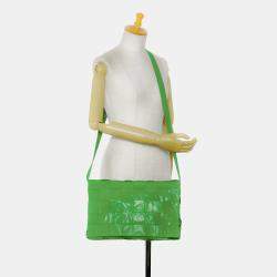 Pre Owned حقيبة كروس بوتيغا فينيتا كاسيت انتريشياتو جلد العجل ماكسي خضراء