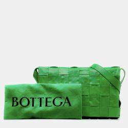 Pre Owned حقيبة كروس بوتيغا فينيتا كاسيت انتريشياتو جلد العجل ماكسي خضراء