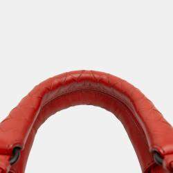 Pre Owned Bottega Veneta Red Mini Nappa Intrecciato Roma Satchel