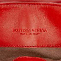 Pre Owned Bottega Veneta Red Mini Nappa Intrecciato Roma Satchel