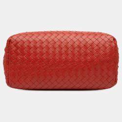 Pre Owned Bottega Veneta Red Mini Nappa Intrecciato Roma Satchel