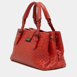 Pre Owned Bottega Veneta Red Mini Nappa Intrecciato Roma Satchel