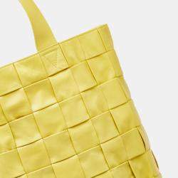 Pre Owned Bottega Veneta Yellow Nappa Maxi Intrecciato Cassette Tote