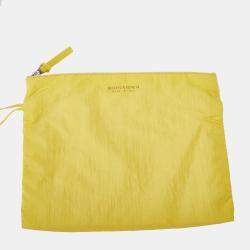 Pre Owned Bottega Veneta Yellow Nappa Maxi Intrecciato Cassette Tote