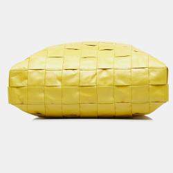 Pre Owned Bottega Veneta Yellow Nappa Maxi Intrecciato Cassette Tote