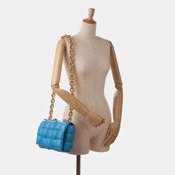 مملوكة مسبقًا Bottega Veneta Blue Nappa Intrecciato Padded Chain Cassette Satchel