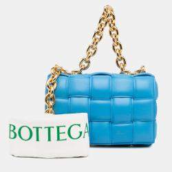 مملوكة مسبقًا Bottega Veneta Blue Nappa Intrecciato Padded Chain Cassette Satchel