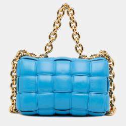 مملوكة مسبقًا Bottega Veneta Blue Nappa Intrecciato Padded Chain Cassette Satchel