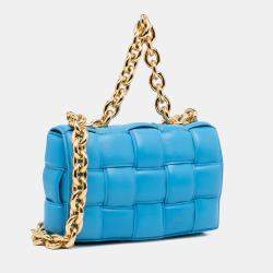 مملوكة مسبقًا Bottega Veneta Blue Nappa Intrecciato Padded Chain Cassette Satchel