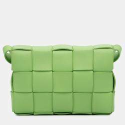 Pre Owned حقيبة كروس بوتيغا فينيتا كاسيت نسيج ناپا أخضر