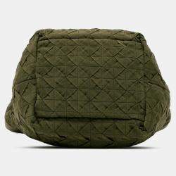 Pre Owned Bottega Veneta Green Canvas Intrecciato Tote