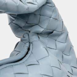 مملوكة مسبقًا Bottega Veneta Blue Small Calfskin Intrecciato Hop Hobo