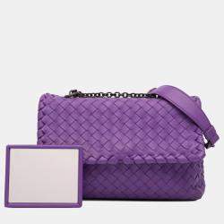 Pre Owned Bottega Veneta Purple Baby Nappa Intrecciato Olimpia Crossbody