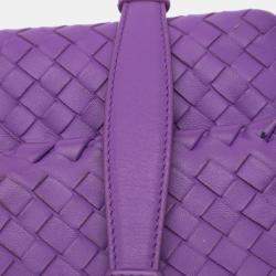 Pre Owned Bottega Veneta Purple Baby Nappa Intrecciato Olimpia Crossbody