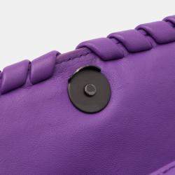 Pre Owned Bottega Veneta Purple Baby Nappa Intrecciato Olimpia Crossbody