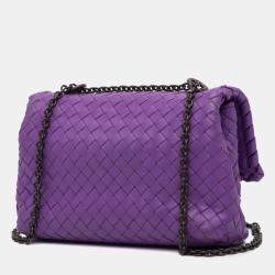 Pre Owned Bottega Veneta Purple Baby Nappa Intrecciato Olimpia Crossbody