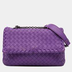 Pre Owned Bottega Veneta Purple Baby Nappa Intrecciato Olimpia Crossbody