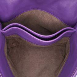 Pre Owned Bottega Veneta Purple Baby Nappa Intrecciato Olimpia Crossbody