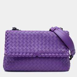 Pre Owned Bottega Veneta Purple Small Nappa Intrecciato Olimpia Shoulder Bag