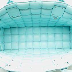 Pre Owned Bottega Veneta Blue Large Lambskin Intreccio Padded Tote