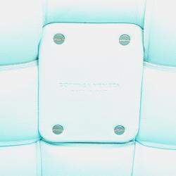 Pre Owned Bottega Veneta Blue Large Lambskin Intreccio Padded Tote