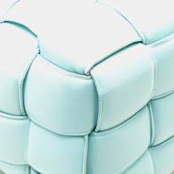 Pre Owned Bottega Veneta Blue Large Lambskin Intreccio Padded Tote