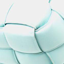 Pre Owned Bottega Veneta Blue Large Lambskin Intreccio Padded Tote