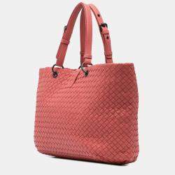 Pre Owned Bottega Veneta Red Medium Nappa Intrecciato Capri Tote