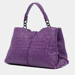 Pre Owned حقيبة بوتيغا فينيتا نابولي إنترتشياتو نابا بنفسجي