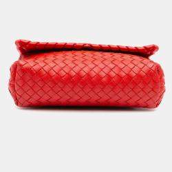 مملوكة مسبقًا Bottega Veneta Red Baby Nappa Intrecciato Olimpia Crossbody
