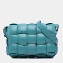Pre Owned Bottega Veneta Blue Nappa Intrecciato Padded Cassette Crossbody