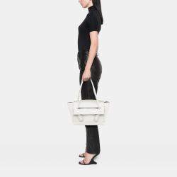 Pre Owned Bottega Veneta White Medium French Calfskin The Arco Tote