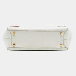 Pre Owned Bottega Veneta White Medium French Calfskin The Arco Tote