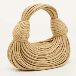 Pre Owned Bottega Veneta Double Knot Mini Beige Leather Hobo