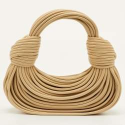 Pre Owned Bottega Veneta Double Knot Mini Beige Leather Hobo