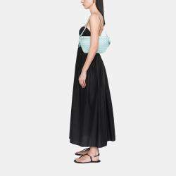 Pre Owned Bottega Veneta Blue Lambskin Intrecciato Tie Shoulder Bag