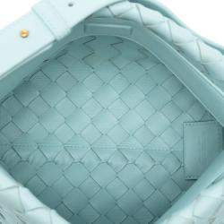 Pre Owned Bottega Veneta Blue Lambskin Intrecciato Tie Shoulder Bag