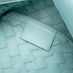 Pre Owned Bottega Veneta Blue Lambskin Intrecciato Tie Shoulder Bag