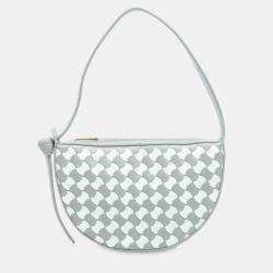 Pre Owned Bottega Veneta Blue Mini Leather Intrecciato Sunrise Hobo