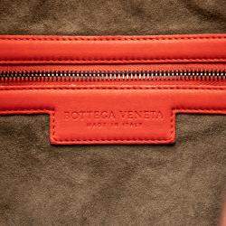 Pre Owned حقيبة بوتيغا فينيتا متوسطة ناعمة نابا إنترسياتو هوبي برتقالي