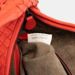 Pre Owned حقيبة بوتيغا فينيتا متوسطة ناعمة نابا إنترسياتو هوبي برتقالي