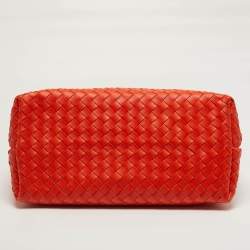 مملوكة مسبقًا حقيبة يد بوتيغا فينيتا أنديامو جلد إنتريشياتو برتقالي كبيرة