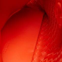 مملوكة مسبقًا حقيبة يد بوتيغا فينيتا أنديامو جلد إنتريشياتو برتقالي كبيرة