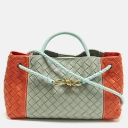 Pre Owned Bottega Veneta East-West Andiamo Tricolor Intrecciato Leather Tote