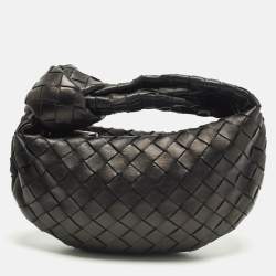 مملوكة مسبقًا Bottega Veneta Jodie Mini Black Intrecciato Leather Hobo