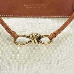 مملوكة مسبقًا حقيبة بوتيغا فينيتا أنديأمو قماش وجلد بني/طبيعي صغيرة