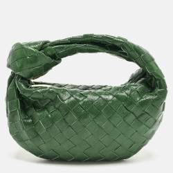 مملوكة مسبقًا Bottega Veneta Jodie Mini Green Intrecciato Patent Leather Hobo