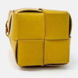 Pre Owned Bottega Veneta Yellow Leather Cassette Mini Bucket Bag