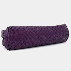 Pre Owned Bottega Veneta Purple Leather Mesh Olympia Bag
