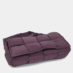 Pre Owned Bottega Veneta Purple Nylon Padded Tech Cassette Mini Belt Bag